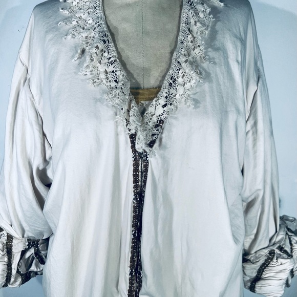 Magnolia Pearl Monique lined Silk Coat Applique Sequin Hearts. NWT O/S - Picture 10 of 12